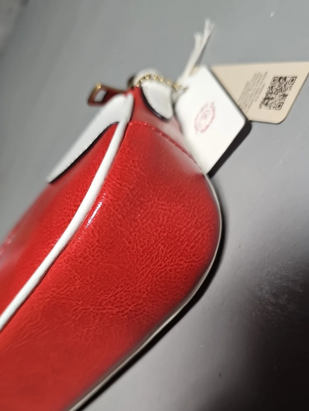 Coach CFB01 Coachtopia Bowling Small Shoulder Bag Red White Stripe Leather
